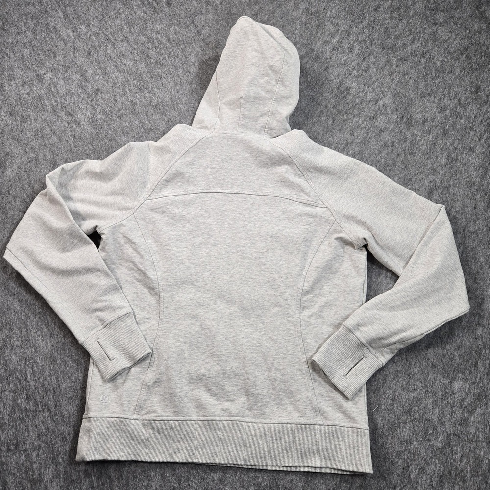 Lululemon Hoodie Womens Medium Gray Thumbhole Fleece Pullover Sweatshirt Pockets - Picture 2 of 7